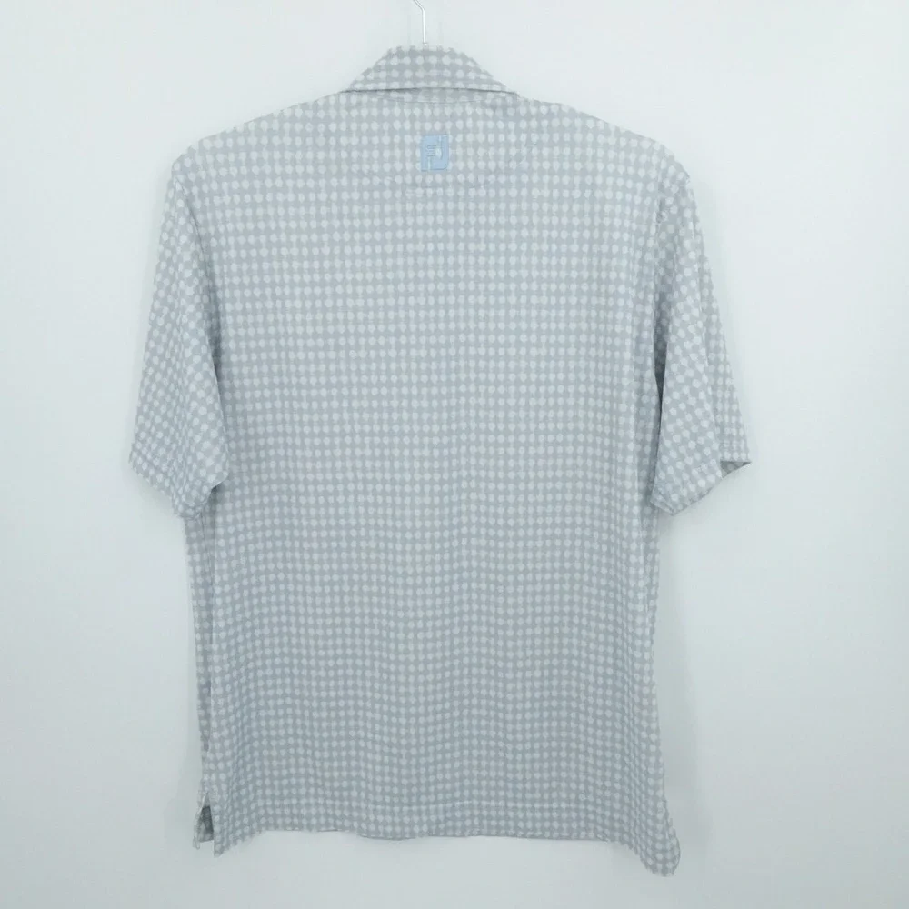 FootJoy Polo‎ Mens L Gray Geometric Whisper Rock Golf Performance Stretch Casual